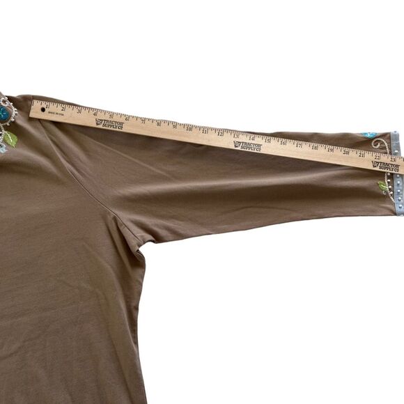 NWT Storybook Knits Embroidered Beaded Cotton V Neck Pullover Tunic 3X Boho - Picture 8 of 13